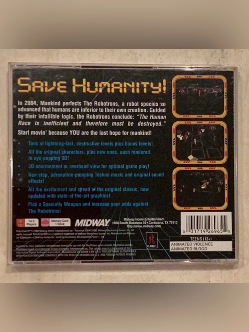 Robotron X PlayStation Game PS1 Black Label CIB